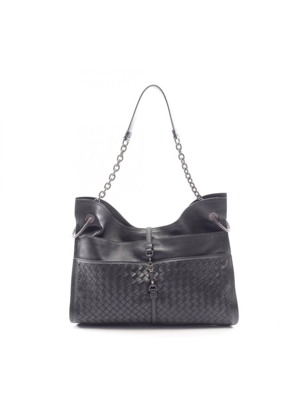 Bottega Veneta Shoulder Bag Intrecciato Black Leather